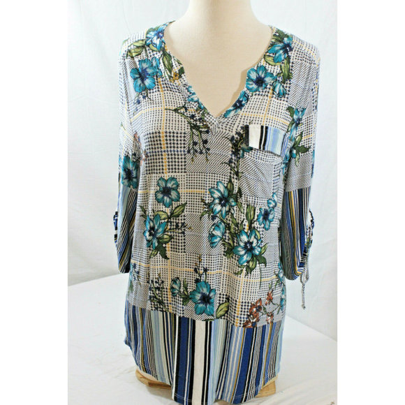 Size M Energe World Wear Blouse Pocket Floral  I22 - Picture 1 of 6